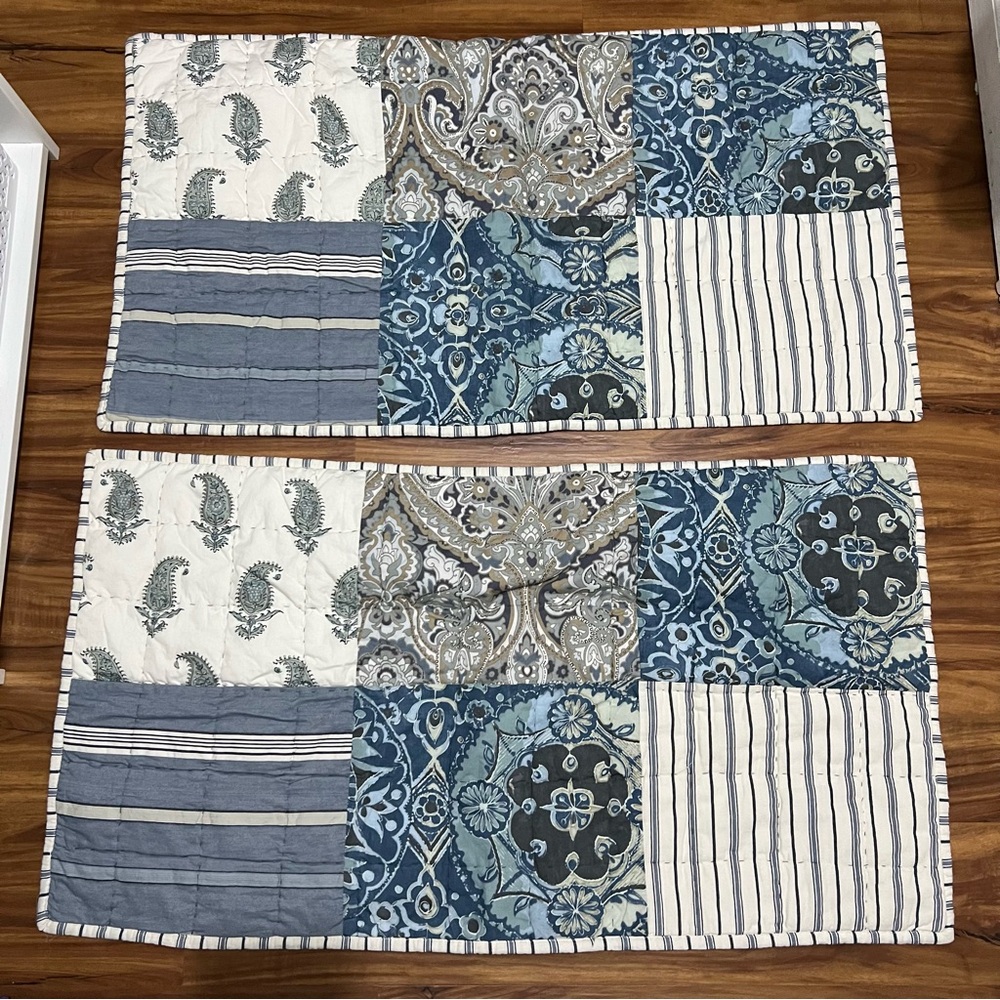 Pottery Barn SET Patchwork Cotton Queen Quilt, 2 large & 2 small shams CLEAN - Picture 5 of 6